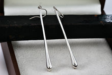 Load image into Gallery viewer, Large Sterling Silver Elongated Teardrop Dangle Hook 2.5" Earrings