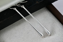 Load image into Gallery viewer, Large Sterling Silver Elongated Teardrop Dangle Hook 2.5" Earrings
