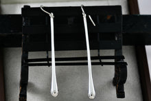 Load image into Gallery viewer, Large Sterling Silver Elongated Teardrop Dangle Hook 2.5" Earrings