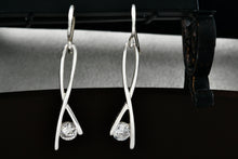 Load image into Gallery viewer, Sterling Silver Dangle CZ Diamond Dangle 1.5" Hook Earrings