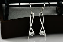 Load image into Gallery viewer, Sterling Silver Dangle CZ Diamond Dangle 1.5" Hook Earrings
