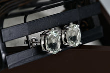 Load image into Gallery viewer, Sterling Silver Oval Cut Prasiolite Gemstone Stud Earrings Signed Canada