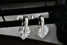 Load image into Gallery viewer, Sterling Silver Heart Shape CZ Stone Stud Earrings