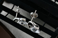 Load image into Gallery viewer, Sterling Silver Heart Shape CZ Stone Stud Earrings