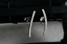 Load image into Gallery viewer, Sterling Silver Metro CZ Stones Curve Bar Stud Earrings
