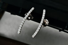Load image into Gallery viewer, Sterling Silver Metro CZ Stones Curve Bar Stud Earrings