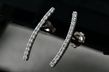 Load image into Gallery viewer, Sterling Silver Metro CZ Stones Curve Bar Stud Earrings