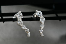 Load image into Gallery viewer, Sterling Silver CZ Diamond Dangle Snake Stud Earrings Signed SU