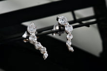 Load image into Gallery viewer, Sterling Silver CZ Diamond Dangle Snake Stud Earrings Signed SU