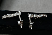 Load image into Gallery viewer, Sterling Silver CZ Diamond Dangle Snake Stud Earrings Signed SU