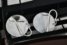 Load image into Gallery viewer, Vintage Sterling Silver Red Rubellite Stone Grapevine Disc Dangle Hook Earrings