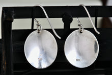 Load image into Gallery viewer, Vintage Sterling Silver Red Rubellite Stone Grapevine Disc Dangle Hook Earrings