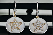 Load image into Gallery viewer, Sterling Silver CZ Stone Pave Star Disc Hook Earrings