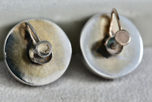 Load image into Gallery viewer, Vintage Silver Red Lacquer Hardwood Large Round Dome Screw-Back Earrings