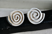 Load image into Gallery viewer, Sterling Silver Large Mexico Taxco Swirl Modernist Stud Earrings
