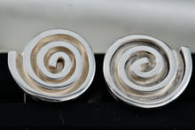 Load image into Gallery viewer, Sterling Silver Large Mexico Taxco Swirl Modernist Stud Earrings