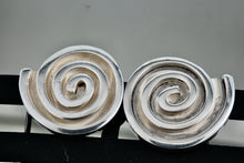 Load image into Gallery viewer, Sterling Silver Large Mexico Taxco Swirl Modernist Stud Earrings