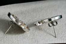 Load image into Gallery viewer, Sterling Silver Large Mexico Taxco Swirl Modernist Stud Earrings