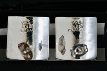 Load image into Gallery viewer, Vintage Sterling Silver Mexico Hammered Concave Square Stud Earrings Signed & KN
