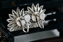 Load image into Gallery viewer, Vintage Silver Filigree Flower Burst Screw-back Clip-On Earrings
