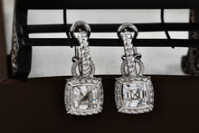 Load image into Gallery viewer, Judith Ripka Sterling Silver Large Dangle Cushion Cut CZ Stone Small Earrings
