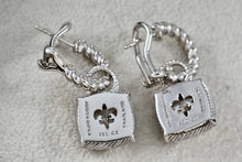 Load image into Gallery viewer, Judith Ripka Sterling Silver Large Dangle Cushion Cut CZ Stone Small Earrings