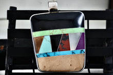 Load image into Gallery viewer, Native American Reversible Multi Gemstone & Malachite Inlay Large Square Silver Pendant