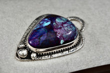 Load image into Gallery viewer, Vintage Silver Purple Agate Arrowhead Shaped Hand Made 1.75" Pendant