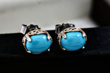 Load image into Gallery viewer, Michael Valitutti NH Sterling Silver Oval Blue Amazonite Stud Earrings
