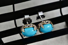 Load image into Gallery viewer, Michael Valitutti NH Sterling Silver Oval Blue Amazonite Stud Earrings