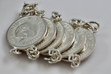 Load image into Gallery viewer, Vintage Hand Made 6 Australia Silver Shilling Coin Link 8" Bracelet
