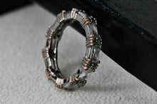 Load image into Gallery viewer, Vintage Costume Eternity Silver-Plated Emerald Cut CZ Stone Band Ring Size 7