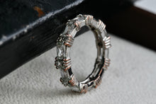 Load image into Gallery viewer, Vintage Costume Eternity Silver-Plated Emerald Cut CZ Stone Band Ring Size 7