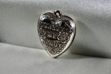 Load image into Gallery viewer, Sterling Silver "Forget Me Not" Puffy Heart Charm Pendant