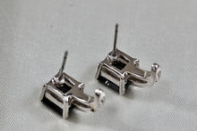 Load image into Gallery viewer, Silver Cushion Cut Green Tourmaline CZ Diamond Huggie Stud Earrings