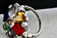 Load image into Gallery viewer, Sterling Silver Uncas Multi Color Stone High Quality Vintage Cocktail Ring Size 6.5