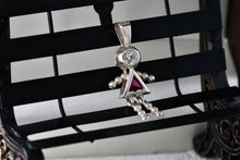 Load image into Gallery viewer, Sterling Silver CZ Diamond Pink Sapphire Dress Little Girl Pendant