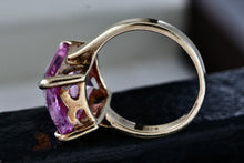 Load image into Gallery viewer, Sterling Silver Vermeil CZ Pink Topaz Rectangle Cocktail Ring Size 7