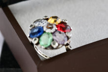 Load image into Gallery viewer, Sterling Silver Uncas Multi Color Stone High Quality Vintage Cocktail Ring Size 6.5