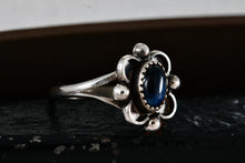 Load image into Gallery viewer, Sterling Silver Small Vintage Oval Cut Blue Star Sapphire Handmade Ring Size 7.5