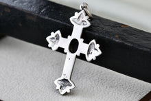 Load image into Gallery viewer, Sterling Silver Oval Onyx Cross Pendant Vintage Signed GSJ