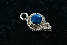Load image into Gallery viewer, Sterling Silver Lapis Bead Twist Rope Wrap Charm Pendant