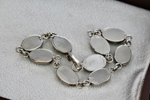 Load image into Gallery viewer, Silver Handmade Chipped Turquoise Acrylic Oval Link 7. 5" Bracelet