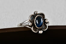 Load image into Gallery viewer, Sterling Silver Small Vintage Oval Cut Blue Star Sapphire Handmade Ring Size 7.5