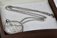 Load image into Gallery viewer, (2) Silver American Half Dollar Walking Liberty Handmade Coin Pendant 20" Necklace