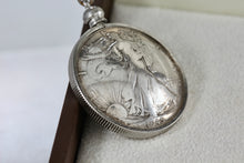 Load image into Gallery viewer, (2) Silver American Half Dollar Walking Liberty Handmade Coin Pendant 20" Necklace