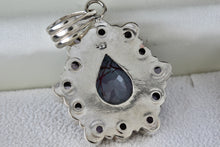 Load image into Gallery viewer, Sterling Silver Purple Gemstone Heavy Medallion Handmade Pendant