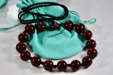 Load image into Gallery viewer, Tiffany & Co. Elsa Peretti Large Red Lacquer Beaded Silk Cord Necklace