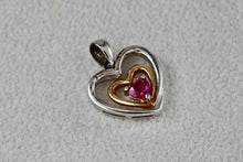 Load image into Gallery viewer, Sterling Silver Pink Tourmaline Vermeil Heart Charm Pendant