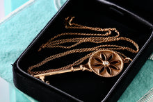 Load image into Gallery viewer, Tiffany & Co. 18Kt. Rose Gold Diamond Daisy Large Key 2.25" Pendant Necklace